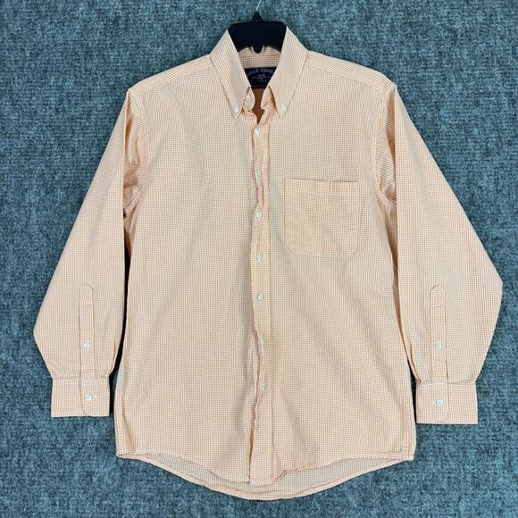 Bills Khakis‎ Shirt Mens Medium Orange Check Cotton Business Formal USA made - Picture 1 of 10